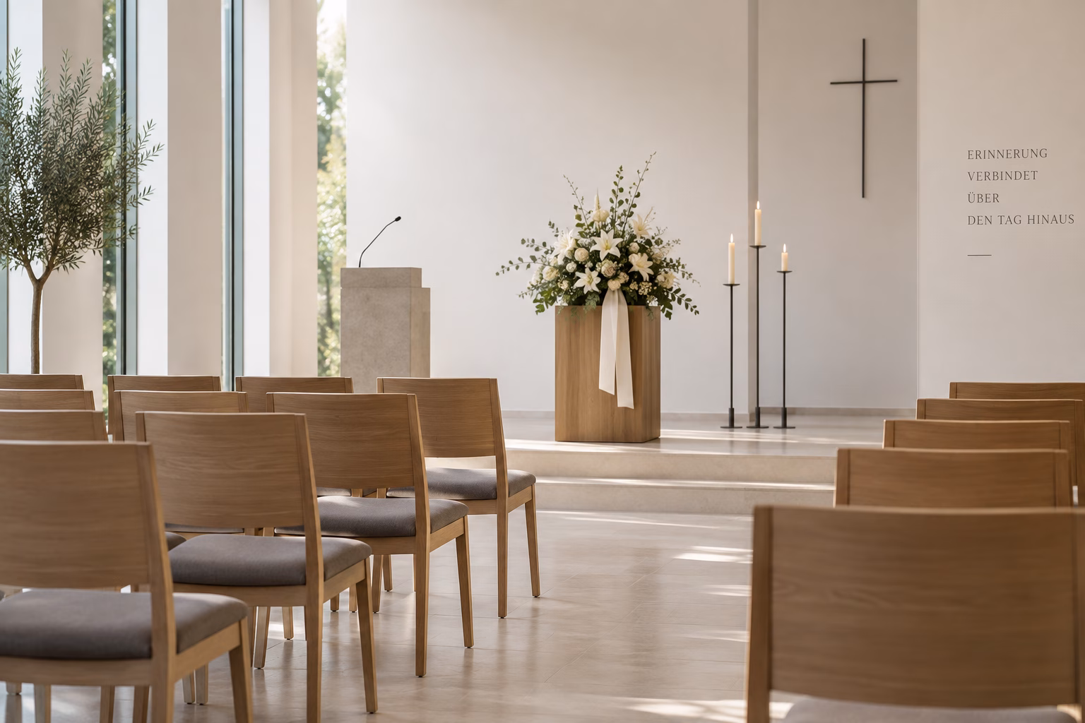 Die Bedeutung von Trauerreden bei einem gemeinsamen Abschied in einer schlichten Trauerhalle